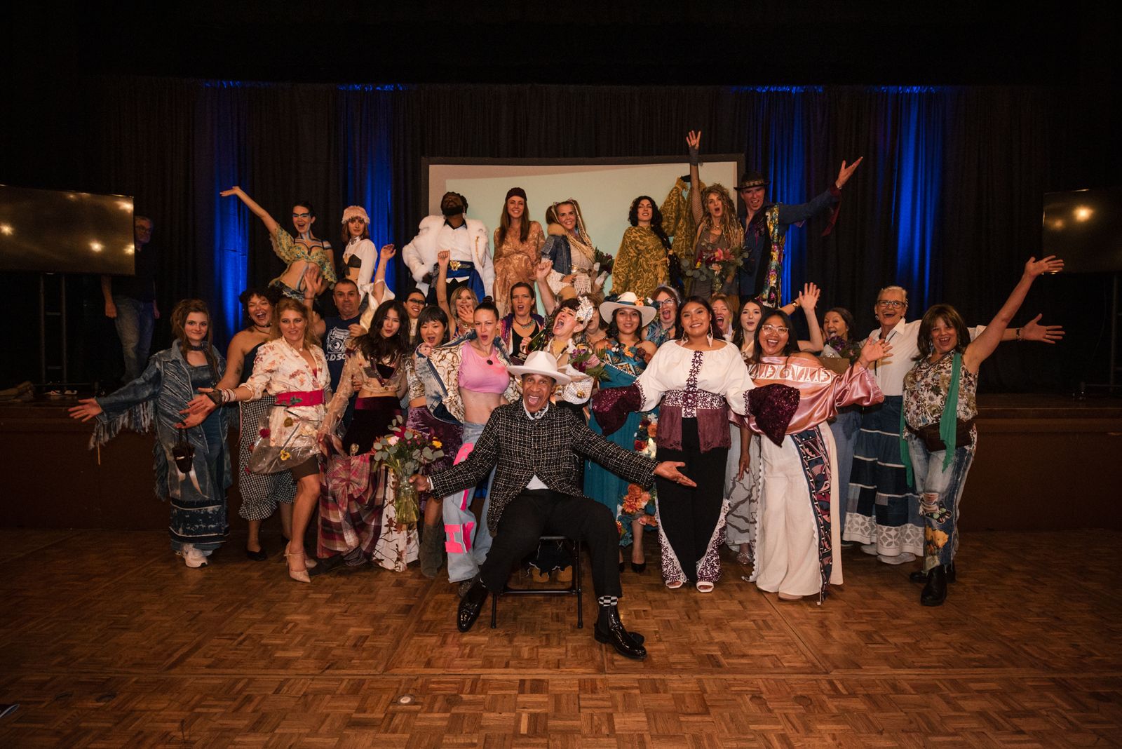 The full cast of the 2026 Fashion Lab Sedona show on stage at Brady Hall