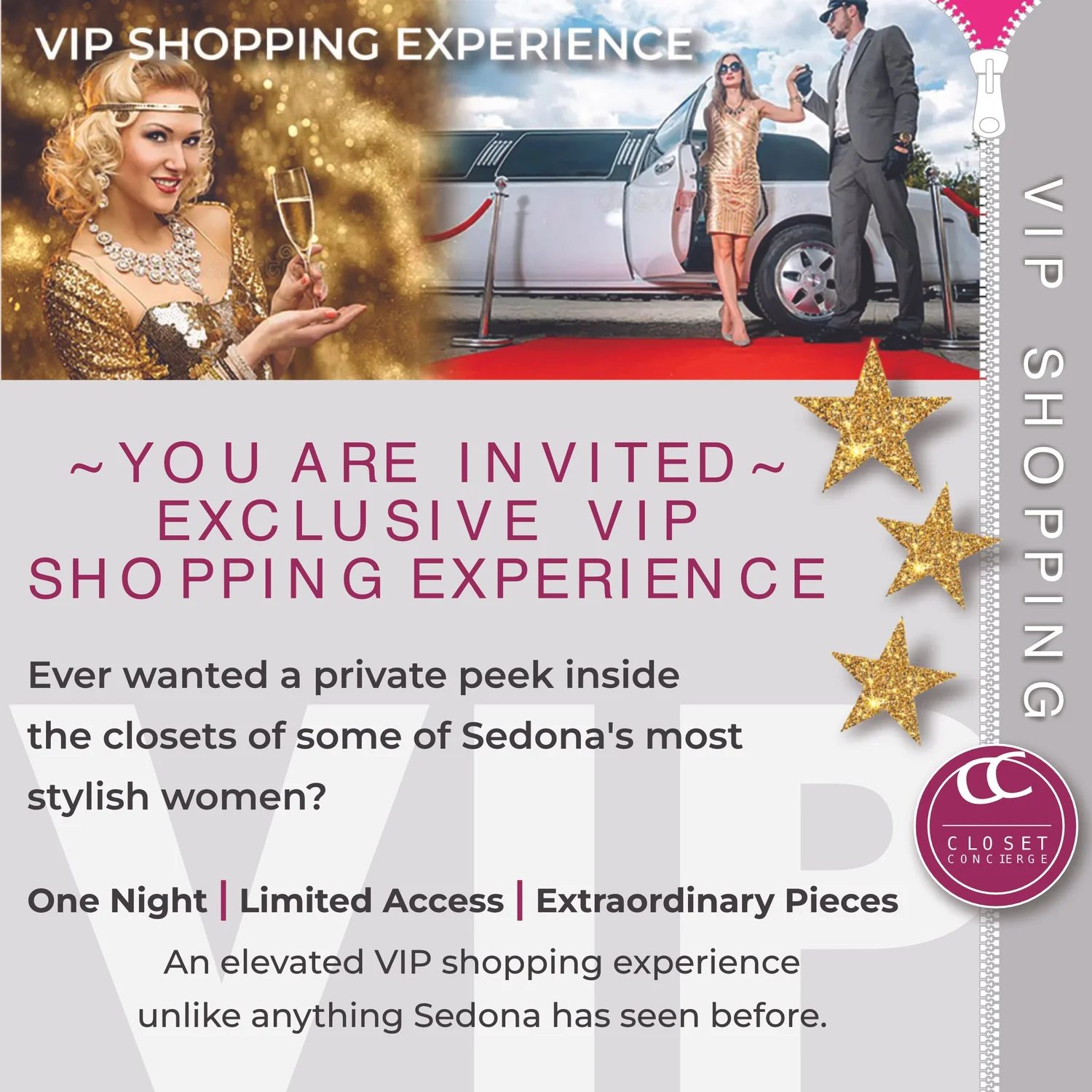 VIP Shopping Experience pop-up poster
